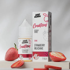 Strawberry milkshake drip down creations 30ml salt nicotine flavor best price online in Pakistan