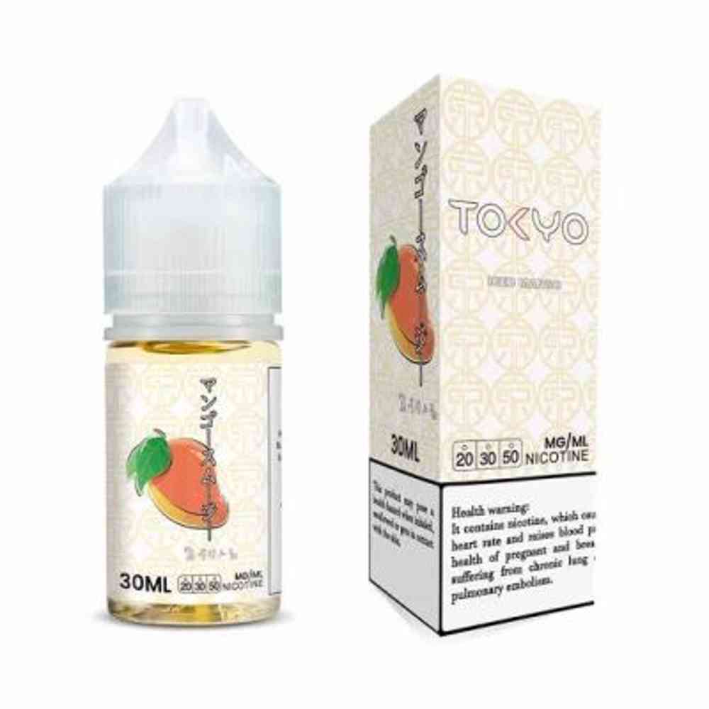 Tokyo saltnic iced mango 30ml delightful blend combines the sweetness and aromatic flavor of ripe mango, all complemented by a hint of cooling ice.