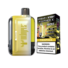 Tropica Dr vapes Panther X Oxbar vape sweet, juicy, and exotic fruit profile, offers simple operation without e-liquid refill or coil replacement.