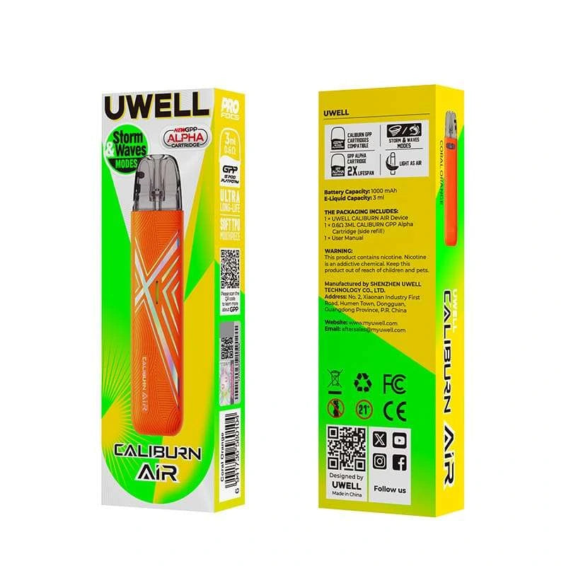 Uwell Caliburn Air Pod Kit package includes
