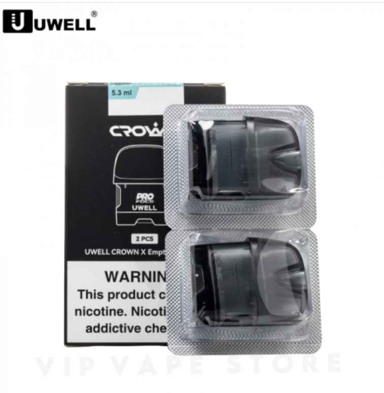 Uwell crown X tank cartridges offer a refillable 5.3ml capacity with a user-friendly side-fill design for your Crown X Pod Kit.