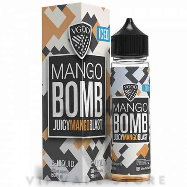 VGOD Iced Mango Bomb 60ml E-Juice is a delicious balance flavor that absolutely gushes E-liquid of freshly peel yellow tangy sweet mango with candy.