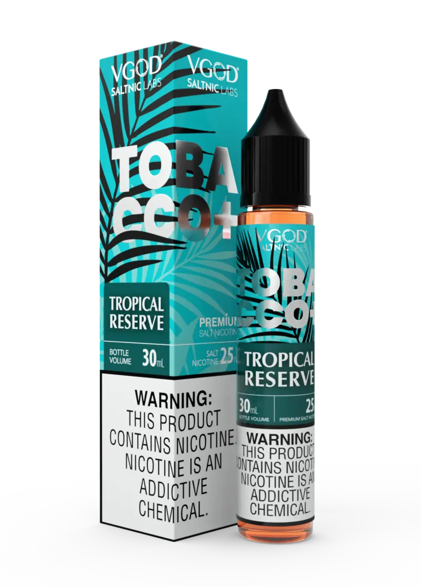 VGOD tropical reserve tobacco plus 30ml salt nicotine flavor fruit and tobacco mix combination