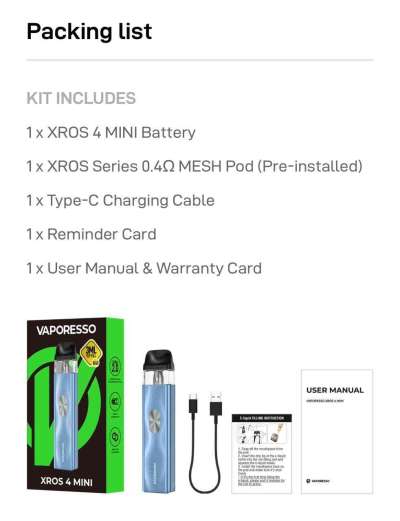 Plus, the clear pod lets you easily monitor your e-liquid level so you never run out unexpectedly. To top it all off, the XROS 4 Mini features adjustable airflow control, allowing you to personalize your draw and achieve the perfect amount of airflow restriction for a truly satisfying MTL vape.