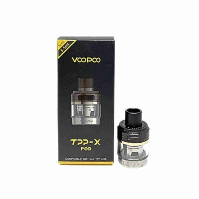 Voopoo Drag TPP-X empty pod Cartridge 5.5ml, featuring capacity,&nbsp;TPP Coil Compatibility Pod tank, and a dual slotted airflow control ring for precision control. Constructed from durable zinc-alloy and PCTG, the tank is impervious to light falls and drops, maintaining an impact resistant construction. Holding up to 5.5mL, refillable via bottom fill port, the TPP Pod Tank offers plenty of vaping before a refill is needed.