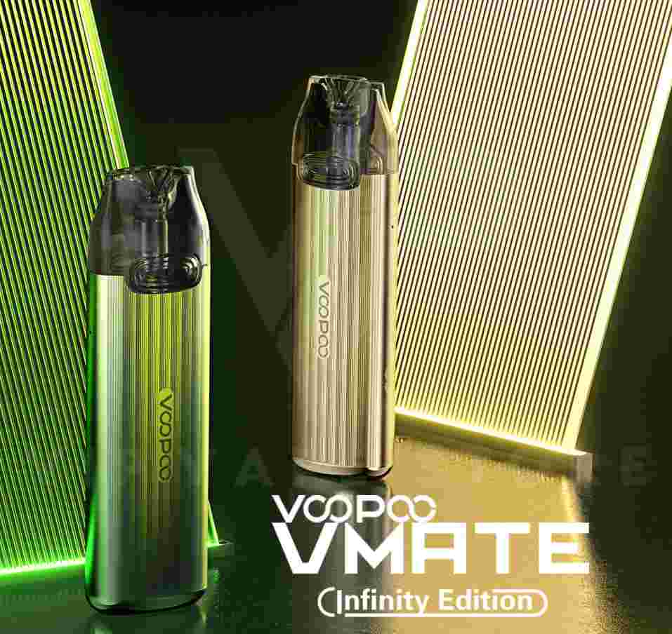 Voopoo Vmate Infinity Pod Kit Infinity&nbsp;Edition features the brand new design with brilliant colors and imaginary meanings. The upgraded ITO technology brings you an original sweet flavor. The silver ion mouthpiece offers you a reassured vaping experience. The unique dual-hole structure isolates the condensate and proofs no leakage.