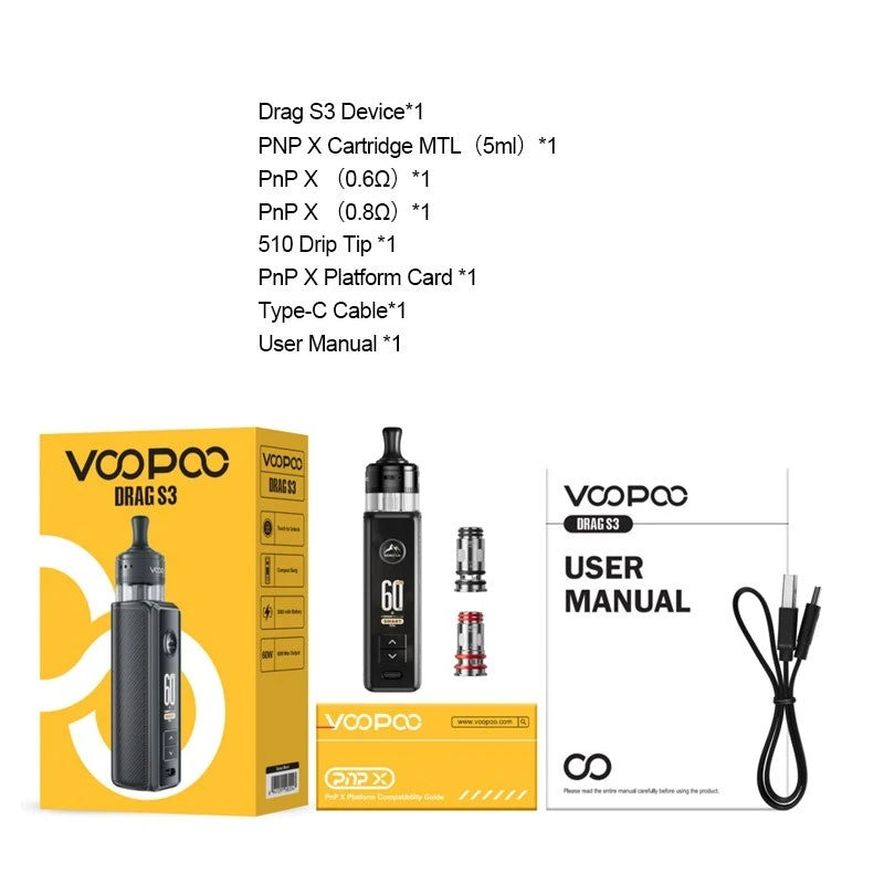 Package list of Voopoo Drag S3 Pod Mod Kit