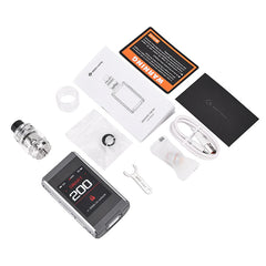 Package includes of geekvape aegis t200 touch screen vape kit