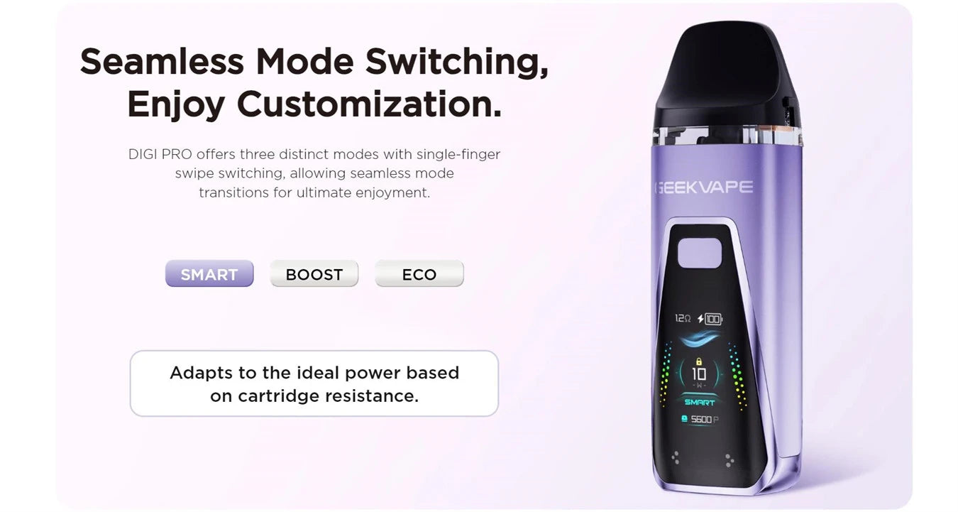 Smart, boost and Eco modes of Digi pro