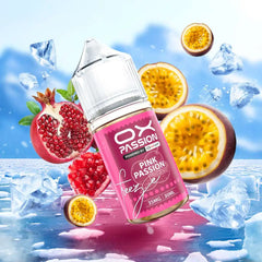 Pink passion freeze Ox Passion 30ml refreshing fruity flavor, Enjoy tangy passion fruit, sweet pomegranate, and ice smooth nicotine salt performance.