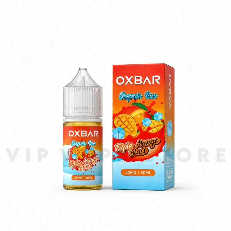 Triple mango blast oxbar ice 30ml a bold tropical ice vape experience, rich mango flavor with smooth and fast nicotine satisfaction for pod systems.