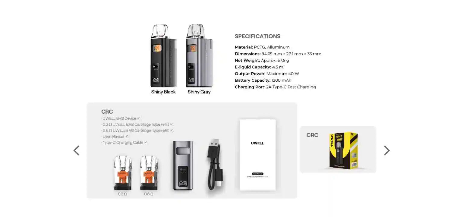 Caliburn Em2 specifications about weight size capacity charging and battery