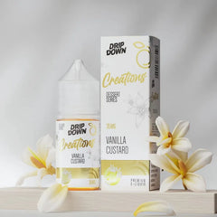Vanilla custard drip down creations dessert 30ml salt nicotine 35mg 55mg price in Pakistan
