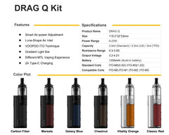 Voopoo Drag Q pod kit System features and specifications