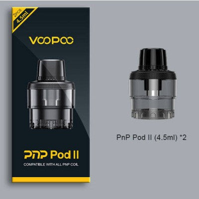 Voopoo Pnp Pod II 4.5ml&nbsp;Tank is a refillable pod cartridge designed for use with Voopoo devices such as the Drag H80S and E60. It has a generous 4.5ml e-liquid capacity and is equipped with a mess-resistant top-fill cap, which makes refilling the pod quick and easy.